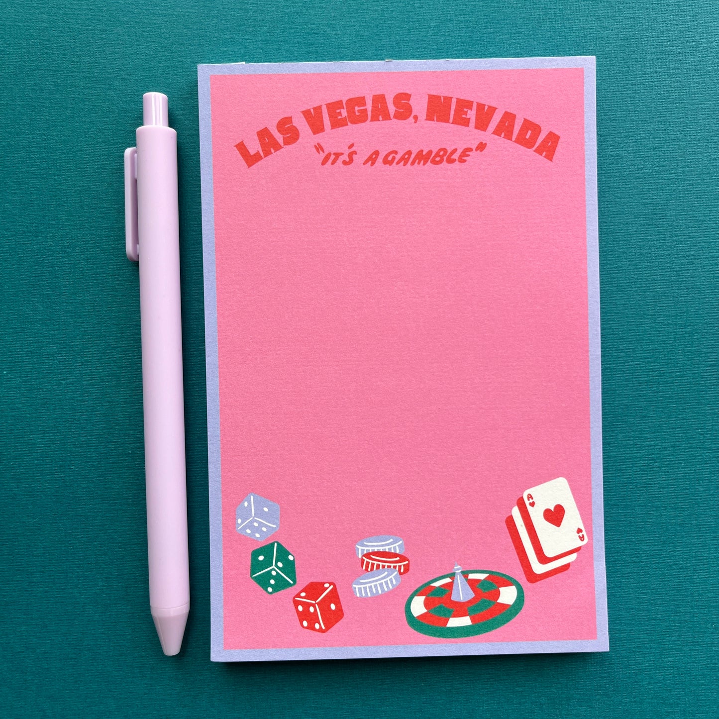 Las Vegas "It's A Gamble" Notepad and Pen