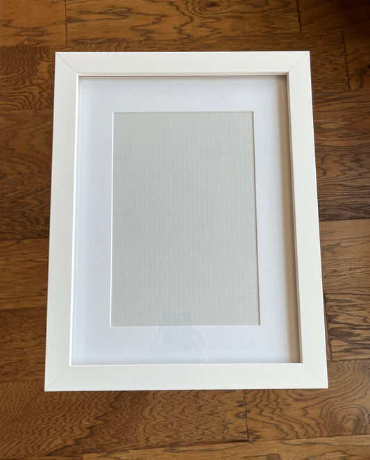8x12" PHOTO FRAME With White Mat and White Wood Frame