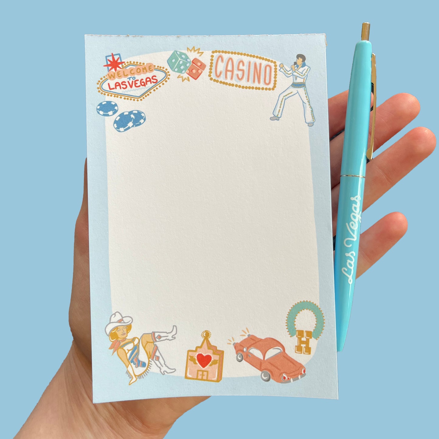 Vintage Vegas Themed Notepad and Pen