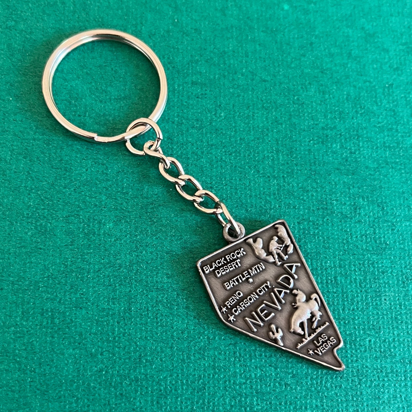 Vintage Inspired Silver Plated Nevada Keychain