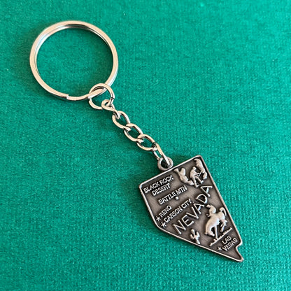 Vintage Inspired Silver Plated Nevada Keychain