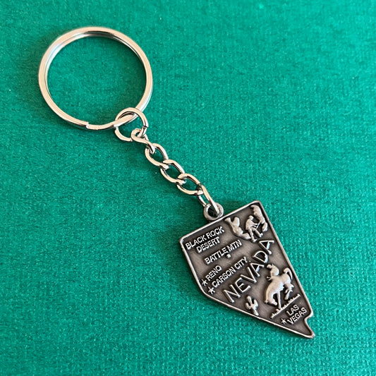 Vintage Inspired Silver Plated Nevada Keychain