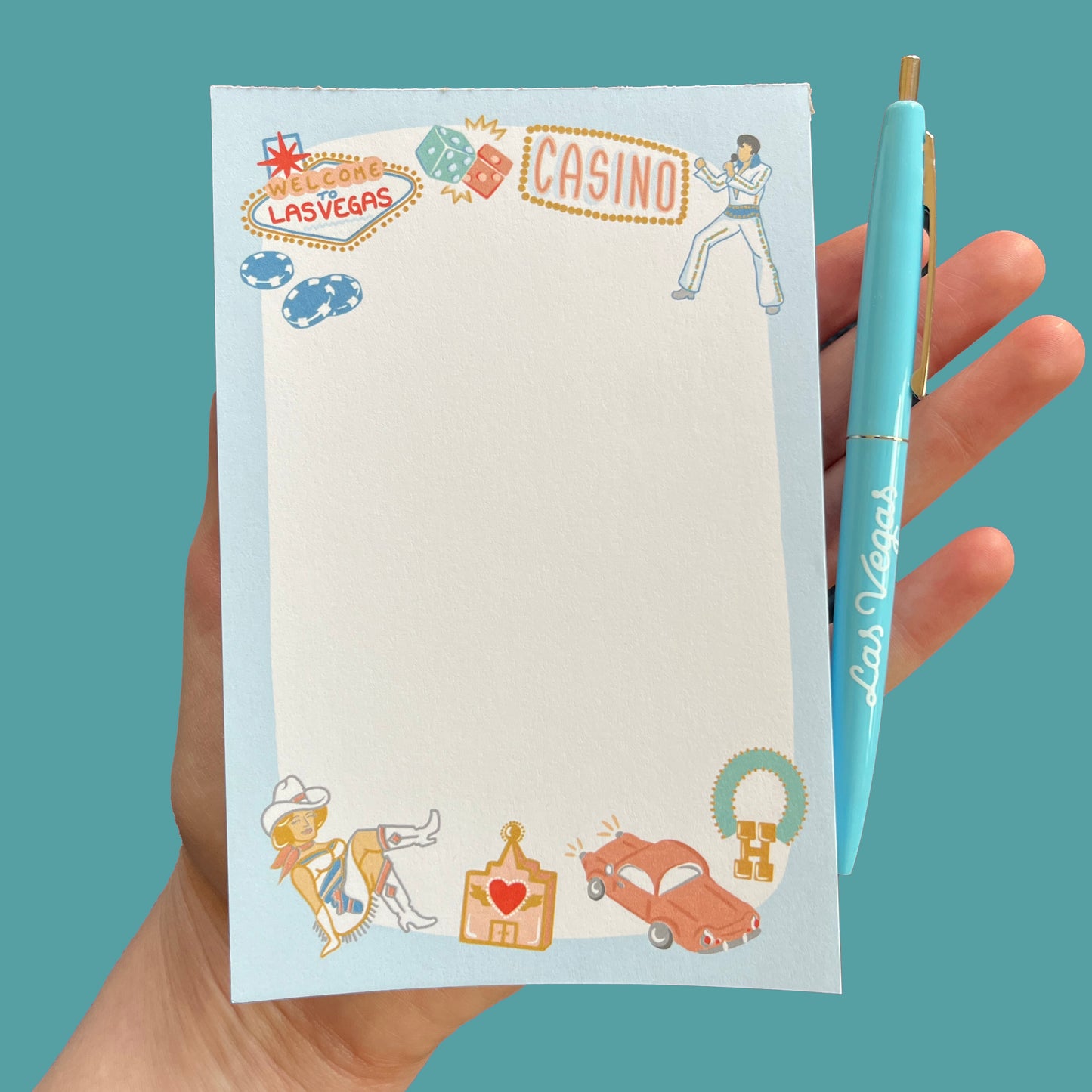Vintage Vegas Themed Notepad and Pen
