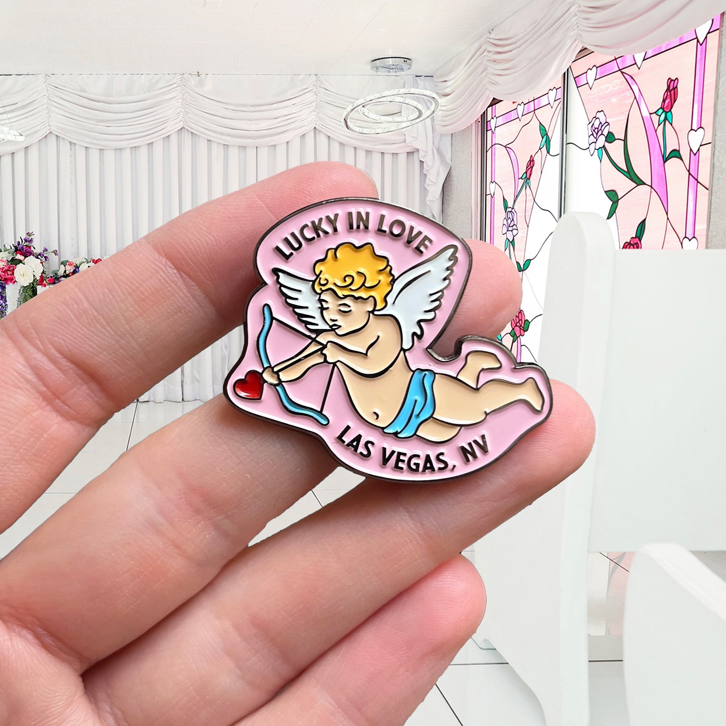 Lucky In Love Cherub Pin