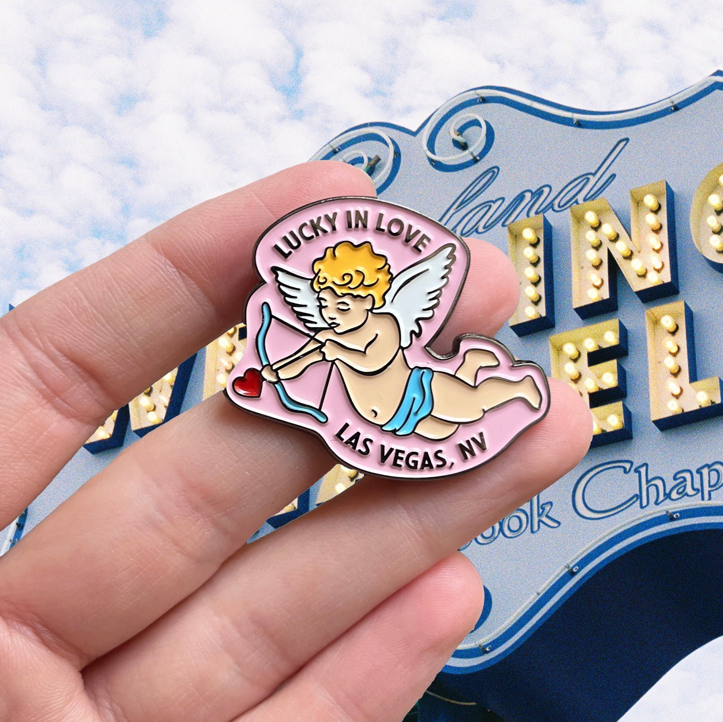 Lucky In Love Cherub Pin