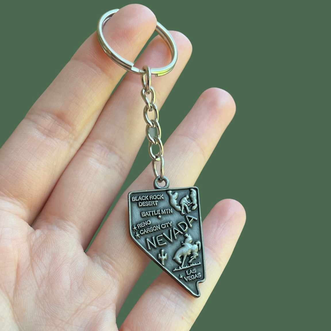 Vintage Inspired Silver Plated Nevada Keychain